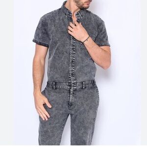 NWT RomperJack Men’s Black Denim Jumpsuit Size XL